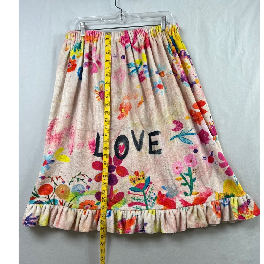 Natural Life Towel Wrap Skirt Women L/XL Coverup Floral Love Plush Ruffle Hem - Picture 5 of 7